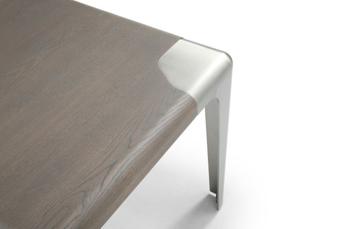 20" Ash Gray and Silver Wood and Stainless Steel Square End Table - 880016503692
