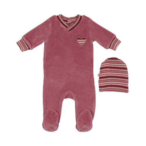 Striped Heart Footie & Hat Set - 735525898534