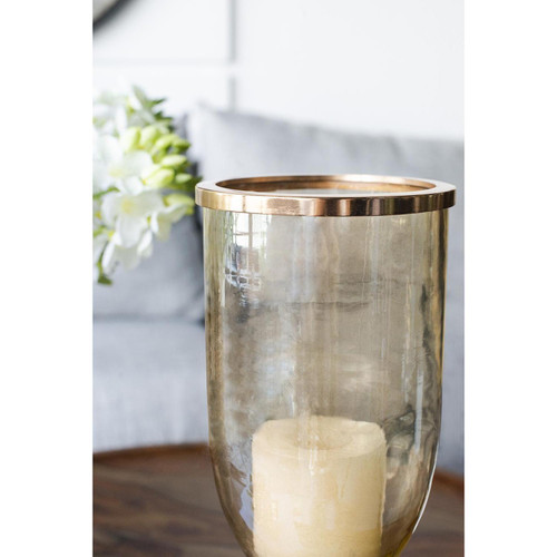 16" Gold And White Glass And Marble Table Vase - 880016631166