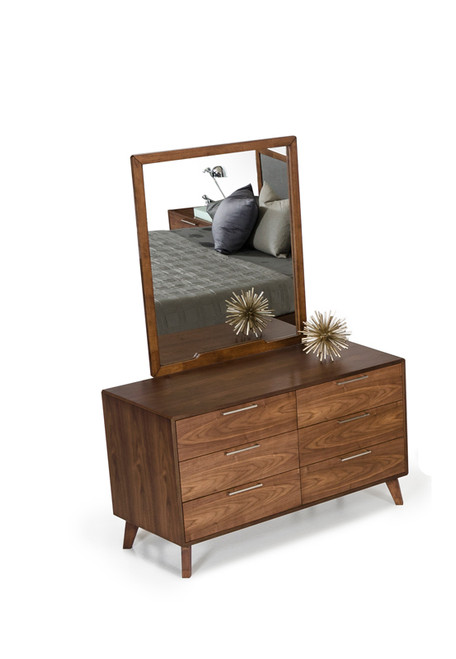 51" Walnut Modern Double Dresser Dresser - 689805028831