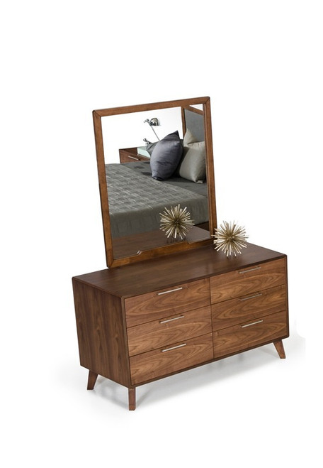 51" Brown Wood Six Drawer Double Dresser