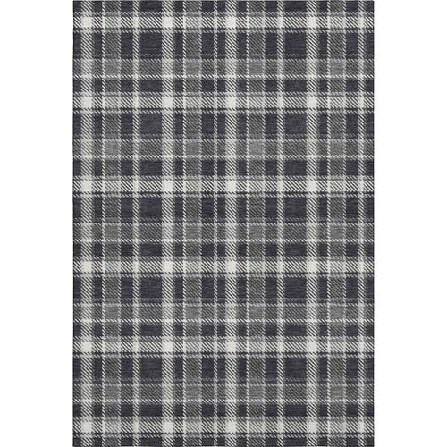 9' X 12' Black And Ivory Plaid Washable Area Rug With UV Protection - 880024731049