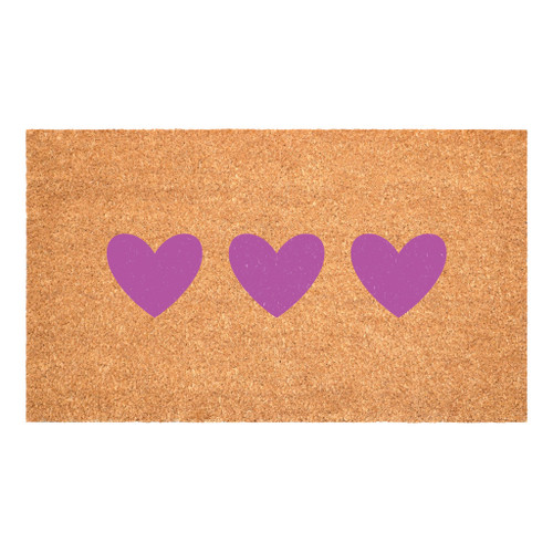 24" X 36" Brown And Pink Three Hearts Outdoor Coir Door Mat - 880024653655