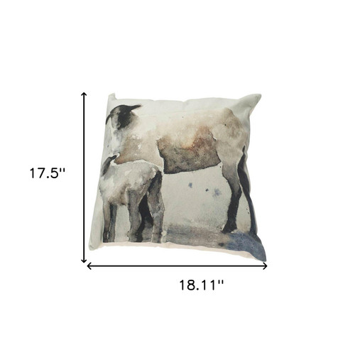 18" Gray Black And Cream Linen Throw Pillow Cover - 880024796338