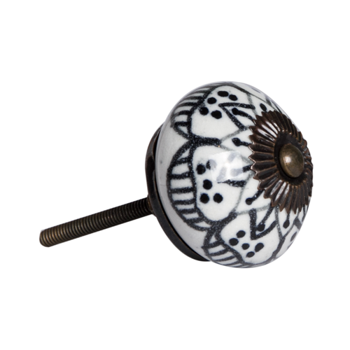 Set of Eight Black And White Ceramic And Metal Drawer Pull Knobs - 608219332754