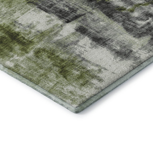 10' X 14' Olive Green Charcoal And Ivory Abstract Washable Area Rug With UV Protection - 880024678429