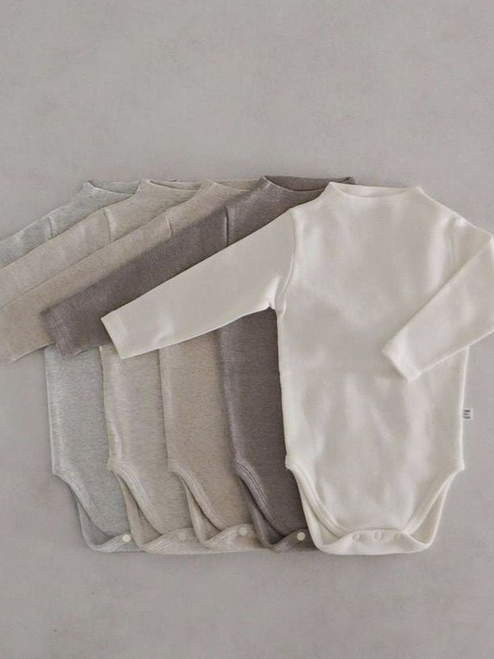 Baby Unisex Solid Color Basic Autumn Onesies - 716252312579