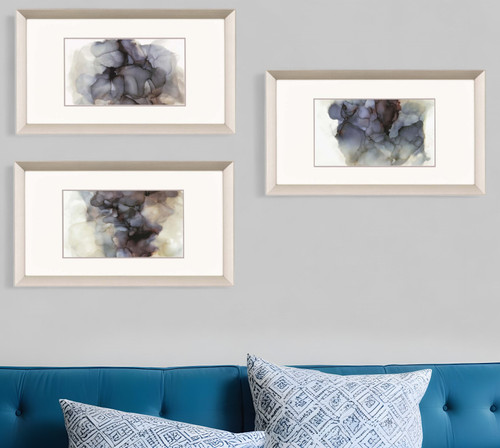 Set Of Three Soft Dreams Silver Framed Print Wall Art - 606114917793