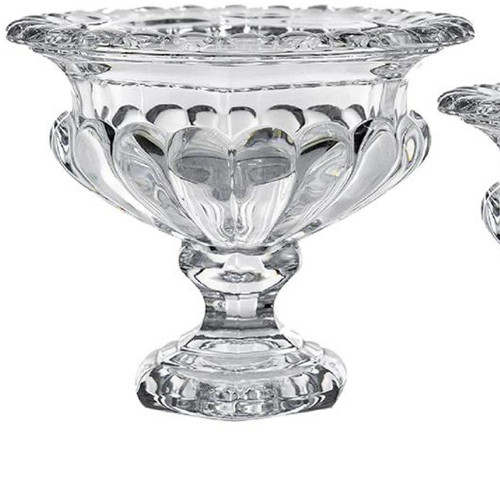 Set of Two Clear Glass Round Bowl Table Vases - 880016877687