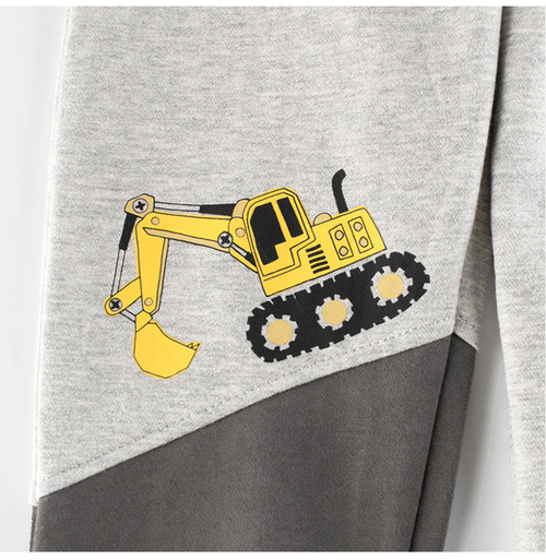 Children Boys Excavator Descending Cartoon Sports Trousers With Pockets - 716252310018