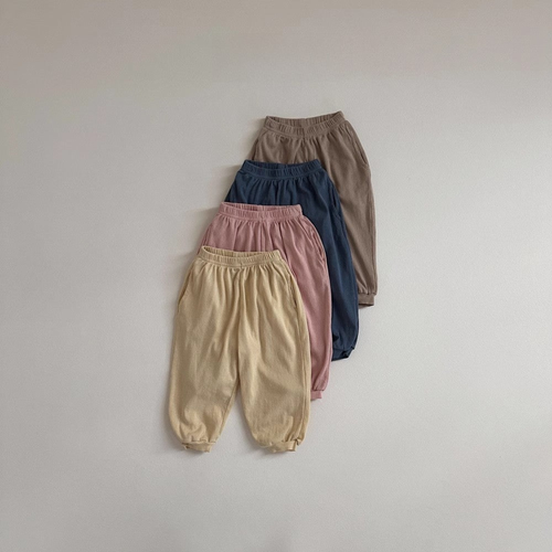 Children Summer Unisex Solid Color Thin Breathable Pants Casual Kids Trousers