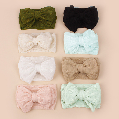 Baby Various Color Bow Tie Patched Design Elastic Headbands - 716252314504