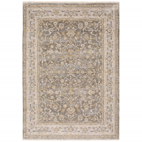 Homeroots Home Decor 9' x 12' Beige and Gray Machine Woven Oriental Indoor Area Rug