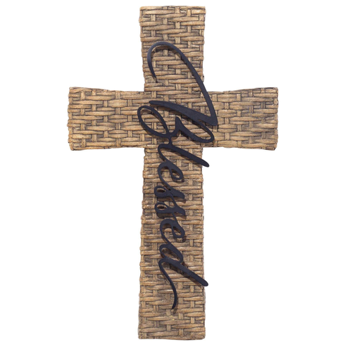 Basket Weave Blessed Wall Cross  - 603799602761