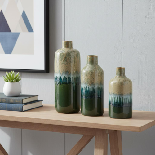 Set of Three Round Ceramic Table Vase - 880016407792