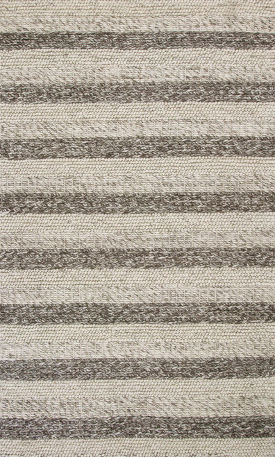 Homeroots Home Decor 8'x10' Grey White Hand Woven Knobby Stripes Indoor Area Rug, Grey/White, Hand Woven