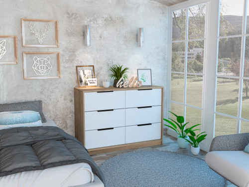 Modern Rustic White and Natural Dresser - 808230120358