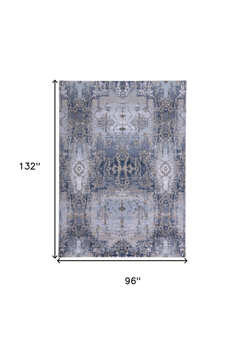 8' X 11' Gray and Ivory Abstract Non Skid Area Rug