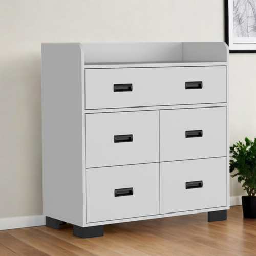 33" White Five Drawer Dresser - 608219308292
