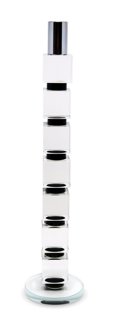 15" Silver Clear And Black Crystal Tabletop Taper Candlestick - 880016405057