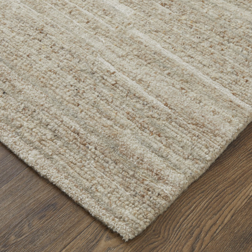 8' X 12' Ivory Abstract Hand Woven Worn Faded Area Rug - 608219388294