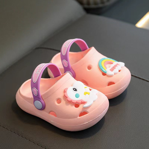 Baby Cartoon Animal & Rainbow Patched Pattern Colorful Soft Bottom Slippers - 716252334434
