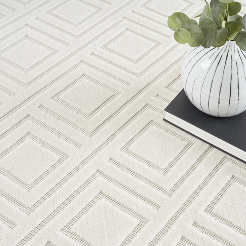 9' X 12' Ivory Geometric Area Rug - 608219230005