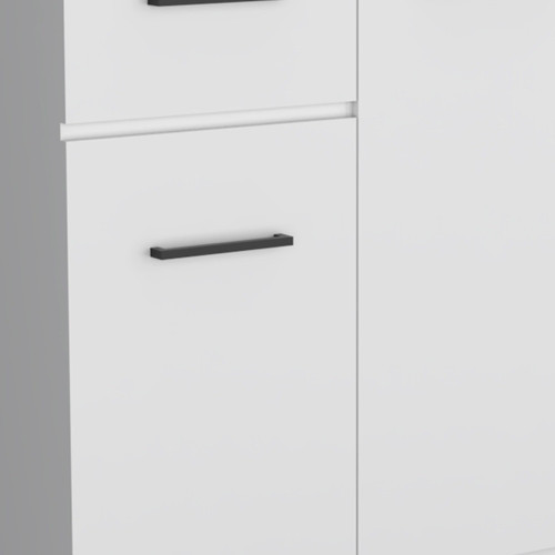 37" White Wood Two Door Single Drawer Combo Dresser