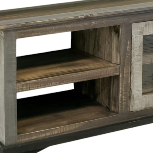 93" Brown Solid Wood Cabinet Enclosed Storage Distressed TV Stand - 606114745686