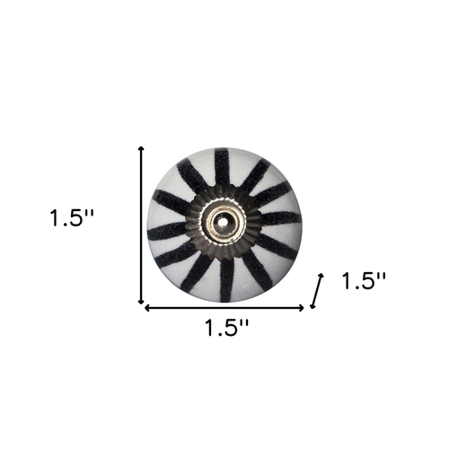 Set of Eight Black And White Ceramic And Metal Drawer Pull Knobs - 608219147617