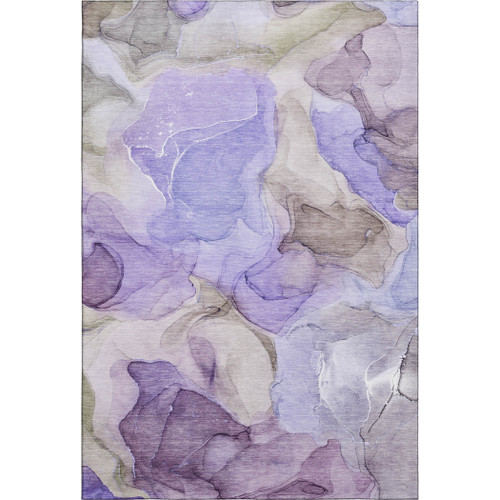 3' X 5' Purple And Gray Abstract Washable Area Rug With UV Protection - 880024855660
