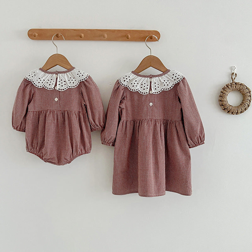 Fashion Lace Collar Long Sleeve Baby Onesies OR Girl Dress - 716252311510
