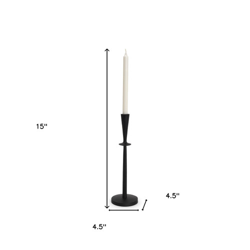15" Black Metal Abstract Tabletop Candle Holder - 880024727820