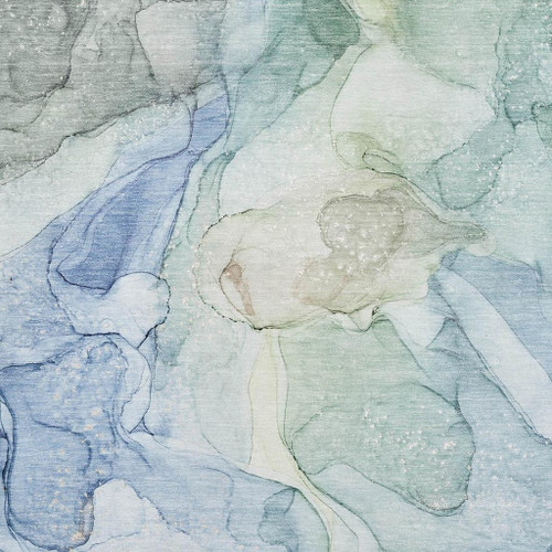 3' X 5' Blue And Ivory Abstract Washable Area Rug With UV Protection - 880024843131
