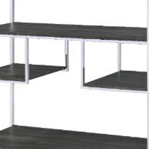 72" Gray and Silver Metal Seven Tier Geometric Bookcase - 606114792161