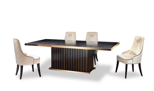 30" Black Crocodile And Rosegold Dining Table - 689805032364