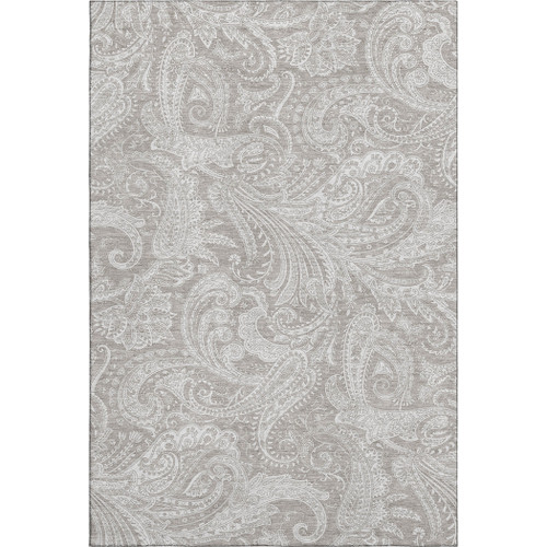 9' X 12' Taupe And Ivory Paisley Washable Area Rug With UV Protection - 880016535990