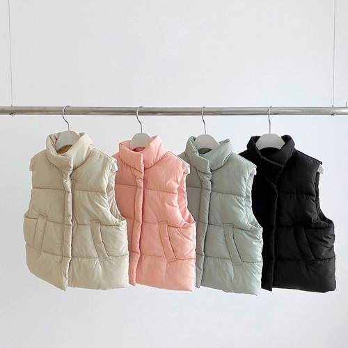 Baby Solid Color Quilted Thickened Vest Coat In Winter - 716252310254