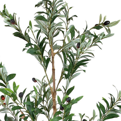 84" Green Olive Artificial Tree in a Black Pot - 880016776799