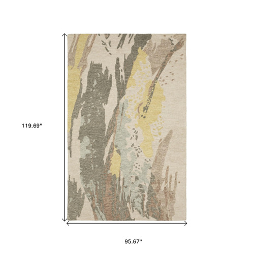 8' X 10' Beige And Yellow Wool Abstract Hand Tufted Area Rug - 608219190965