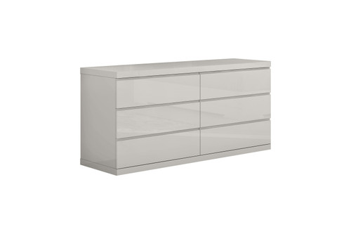 63" Gray Wood Six Drawer Double Dresser - 880024905525