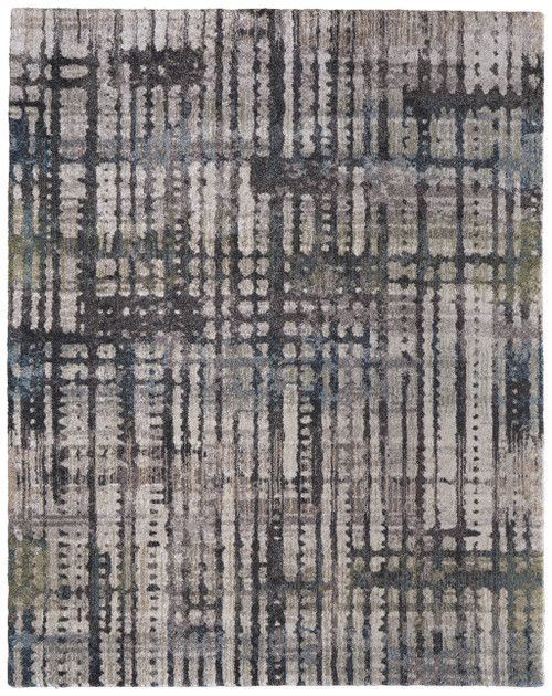 9' X 12' Gray Black And Ivory Abstract Distressed Area Rug - 880016849769