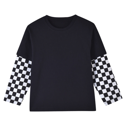 Baby Boy And Girl Plaid Pattern Fake 1 Pieces Sleeve Design Shirt - 643491102008
