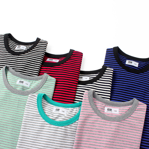 Baby Striped Pattern Crewneck Short Sleeve Cotton T-Shirt - 716252320888