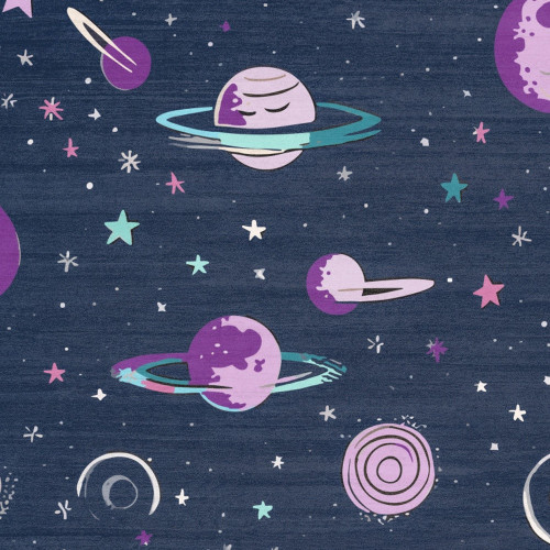 5' X 7' Black Purple And Blue Stars and Moon Youthful Washable Area Rug - 880024761046