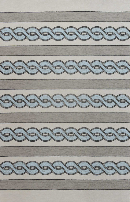 Homeroots Home Decor 8' x 11' UV Treated Polypropylene Area Rug, Ivory/Spa