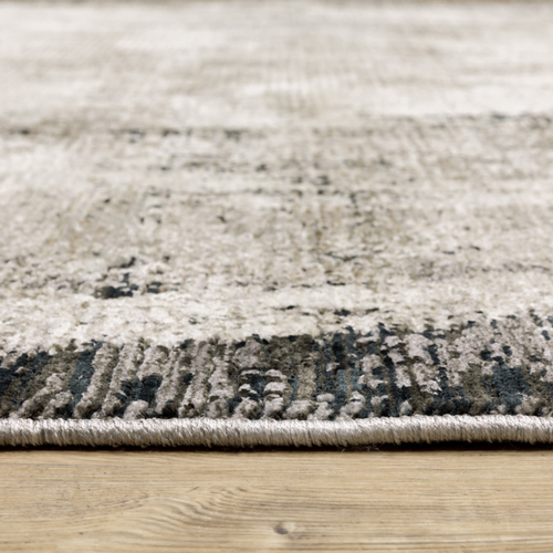 6' X 9' Grey Ivory Charcoal Tan Black And Beige Abstract Power Loom Stain Resistant Area Rug