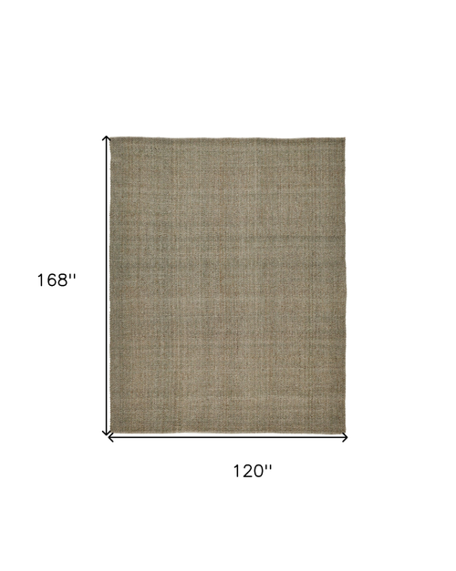 10' X 14' Tan And Green Hand Woven Area Rug