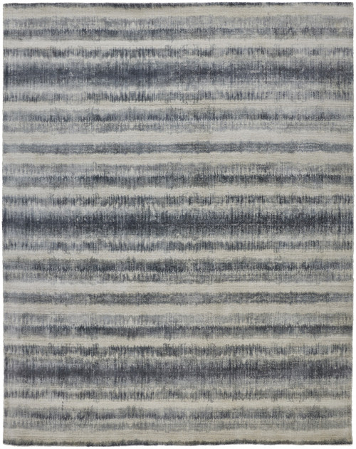 Homeroots Home Decor 9' x 12' Ivory and Blue Abstract Hand Woven Area Rug