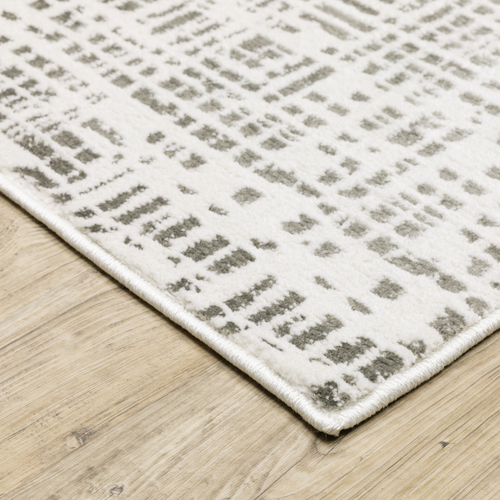 8' X 11' White And Gray Abstract Distressed Area Rug